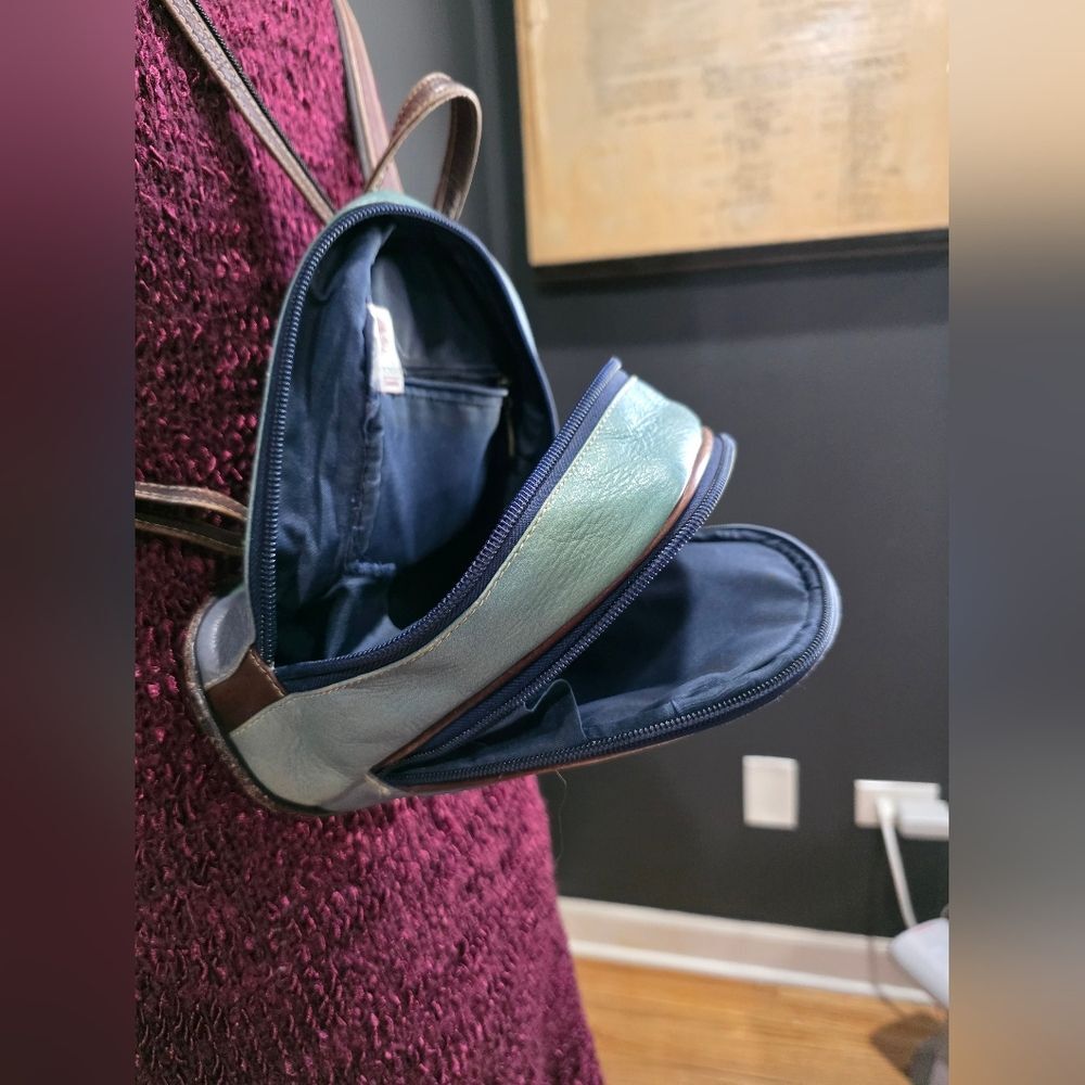Vintage Mini Backpack Multicolor Muted Iridescent Zip Sling Strap Magical 9x6x4 - Picture 10 of 16